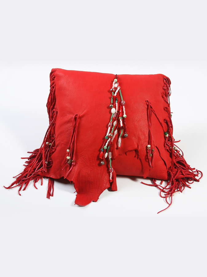 Red Deerskin Pillow Jk Brand Custom, Red Leather Pillows